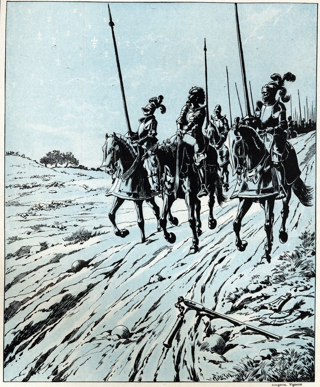 Alt er tabt, til ære for Francois I (1494 - 1547) til hans mor efter nederlaget i slaget ved Pavia i 1525 mod Karl V (eller Karl V 1500-1558). Illustration af Job (Jacques Marie Gaston Onfray og Breville) (Jacques-Marie) (1858-193) af pseudonym for Onfray de Breville Jacques Job