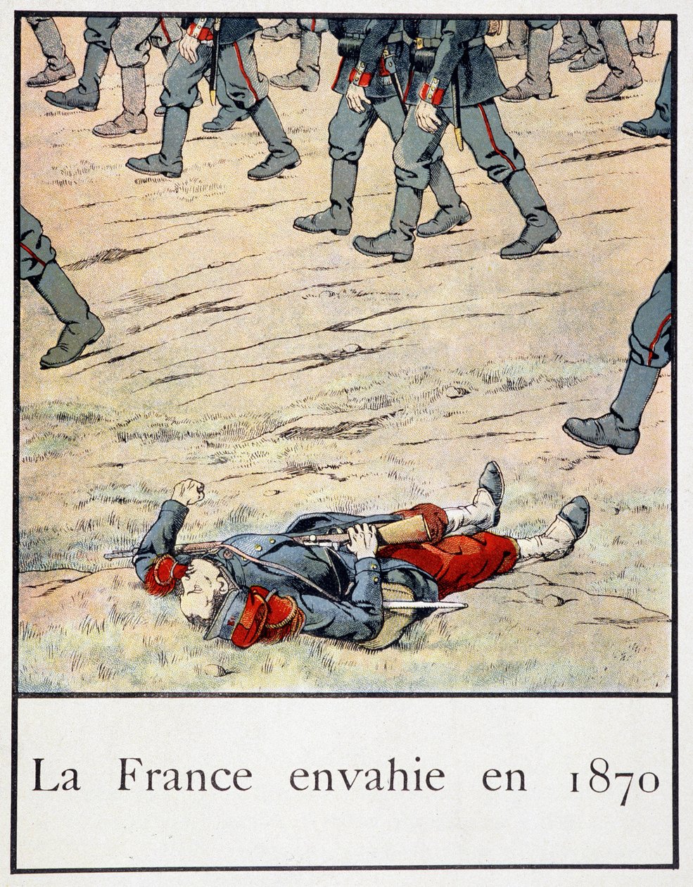 Frankrig invaderede i 1870 (en soldat død på slagmarken) - i "" Petite histoire de France" af Jacques Bainville, red. Manke af pseudonym for Onfray de Breville Jacques Job