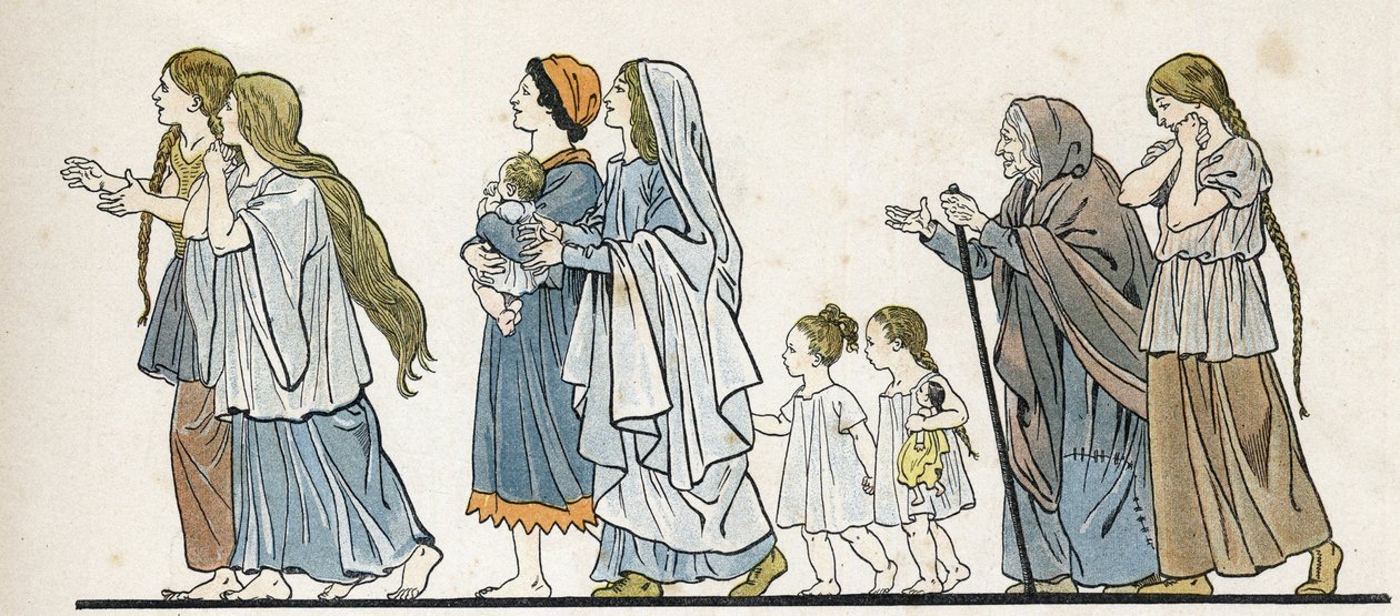Galliske bondekvinder med deres børn. i "" Frankrig, hendes historie fortalt af G. Montorgueil, billede af Job""" 1896. Privat samling. af pseudonym for Onfray de Breville Jacques Job