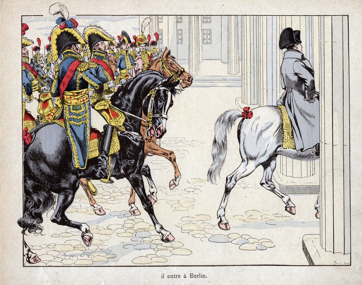 Han går ind i Berlin - Napoleons tropper Jeg går ind i Berlin - 1806 - litografi af Job (Jacques Onfroy de Breville) fra "" Le Grand Napoleon des Petites Enfants""" 1893 af pseudonym for Onfray de Breville Jacques Job