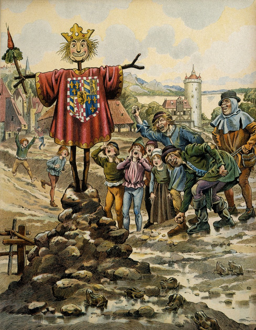 Frankrigs historie i middelalderen (middelalderen): indbyggerne i Dinant lavede et fugleskræmsel med armene fra greven af Charolais (dengang Charles Le Temeraire), som stormede byen den 25. august 1466. Illustration af Jacques Marie Gaston Onfray de Brevil af pseudonym for Onfray de Breville Jacques Job