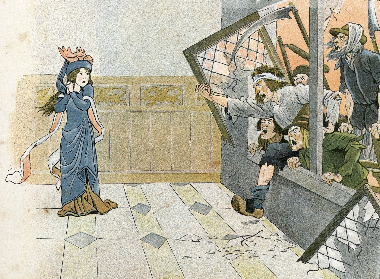 Hundredårskrig - La Grande Jacquerie (1358) i Frankrig, hans historie fortalt af G. Montorgueil, billede af Job 1896 (gravering) af pseudonym for Onfray de Breville Jacques Job