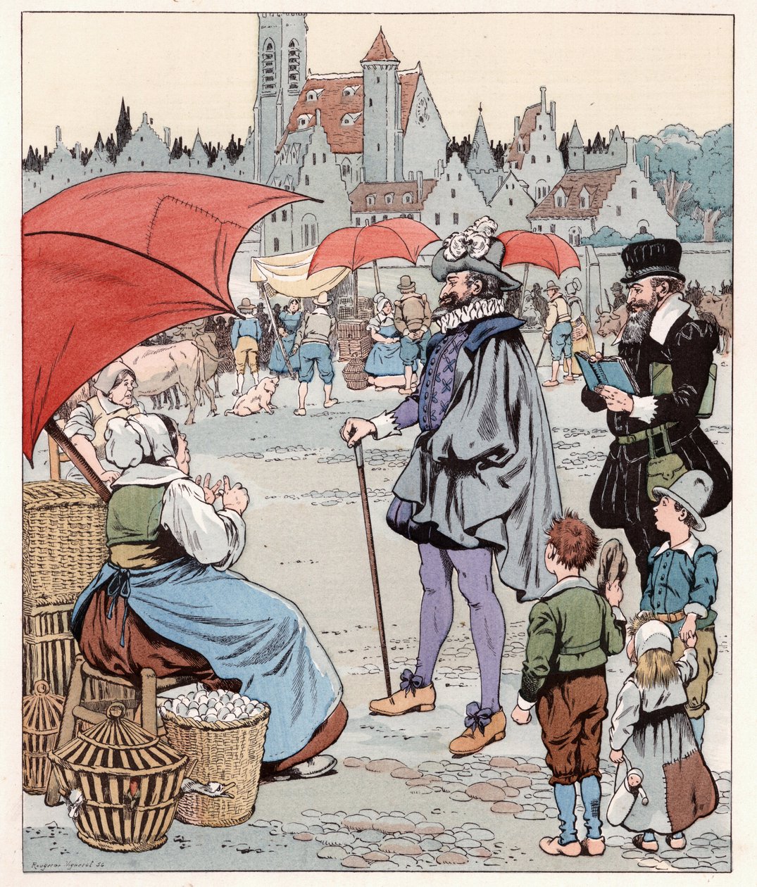 Jeg vil gerne vide prisen på en løgner. Konge af Frankrig HENRI IV (1553-1610) på march. Illustration af Job (Jacques Marie Gaston Onfray og Breville) (Jacques-Marie) (1858-1931) til bogen "Les grands mots historiques du pays de France"" 1915. Privee Col af pseudonym for Onfray de Breville Jacques Job