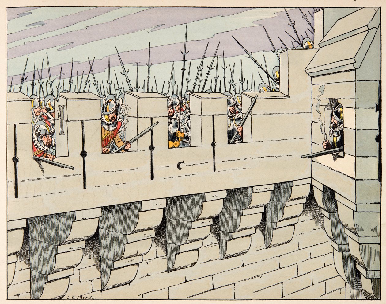 Illustration hentet fra bogen "Le bon roy Henri", illustreret af Jacques Marie Gaston Onfray de Breville dit JOB (1858-1931): Pariserne forbereder sig på at forsvare byen - Privat samling af pseudonym for Onfray de Breville Jacques Job