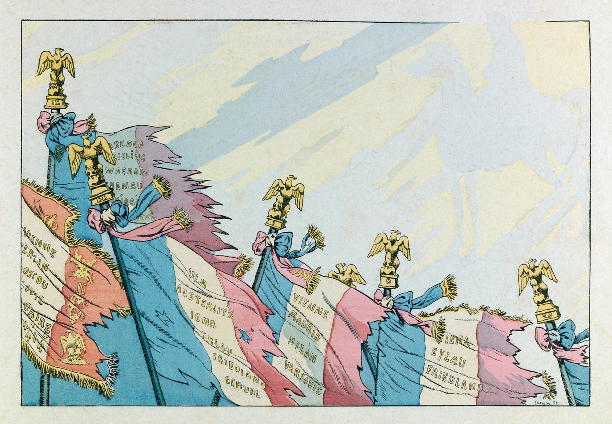 Jacques Marie Gaston Onfray de Breville kaldet JOB (1858 - 1931); Illustration fra bogen "Les epees de France": Napoleons ørne; Coll, Del af pseudonym for Onfray de Breville Jacques Job