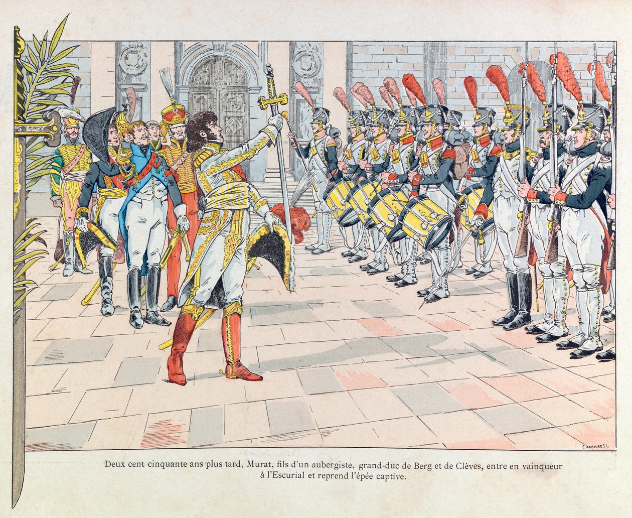 Jacques Marie Gaston Onfray de Breville dit JOB (1858 - 1931); Illustration fra bogen "Les epees de France"": Joachim Murat a l