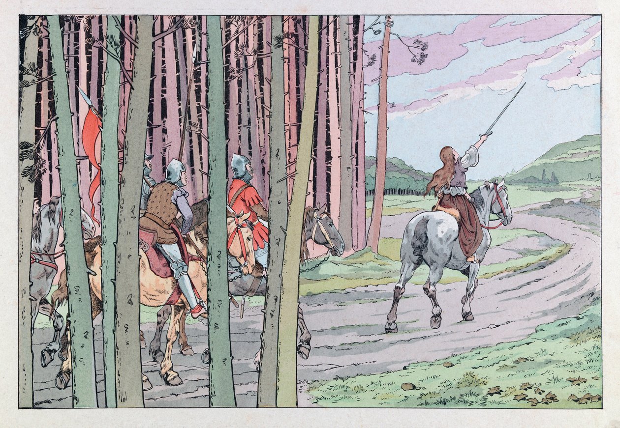 Jacques Marie Gaston Onfray de Breville dit JOB (1858 - 1931); Illustration fra "Les epees de France": Jeanne d