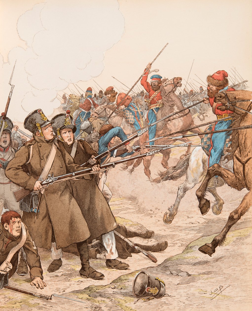 Jacques Marie Gaston Onfroy de Breville dit JOB (1858-1931) - Fransk militær under Napoleon-kampagnerne med tilnavnet Marie Louise i 1815 i kamp mod kosakkerne, privat samling af pseudonym for Onfray de Breville Jacques Job