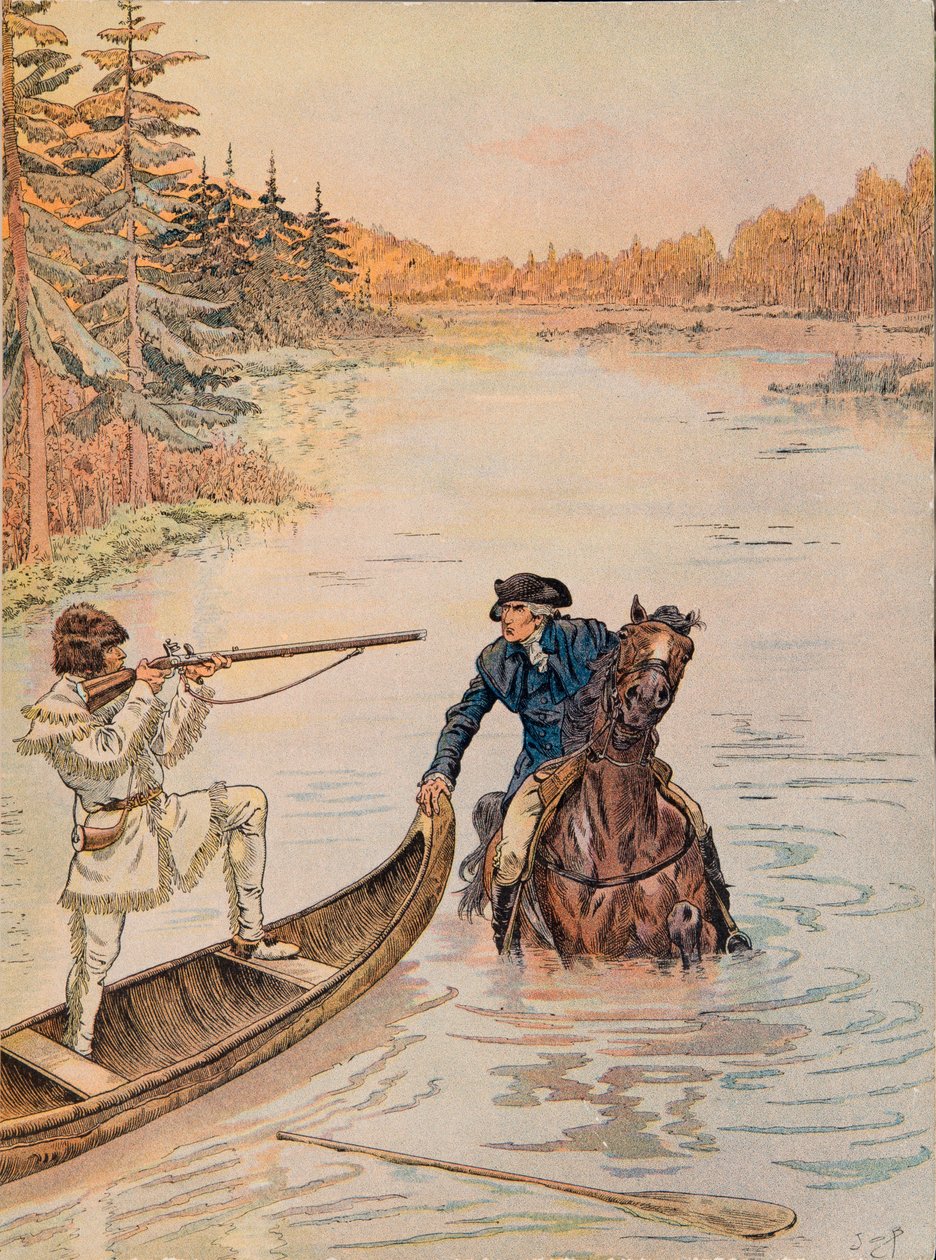 Jacques Marie Gaston Onfroy de Breville dit JOB (1858-1931) - Georges Washington spiller jagtvagt på hans jorder, Private Collection af pseudonym for Onfray de Breville Jacques Job