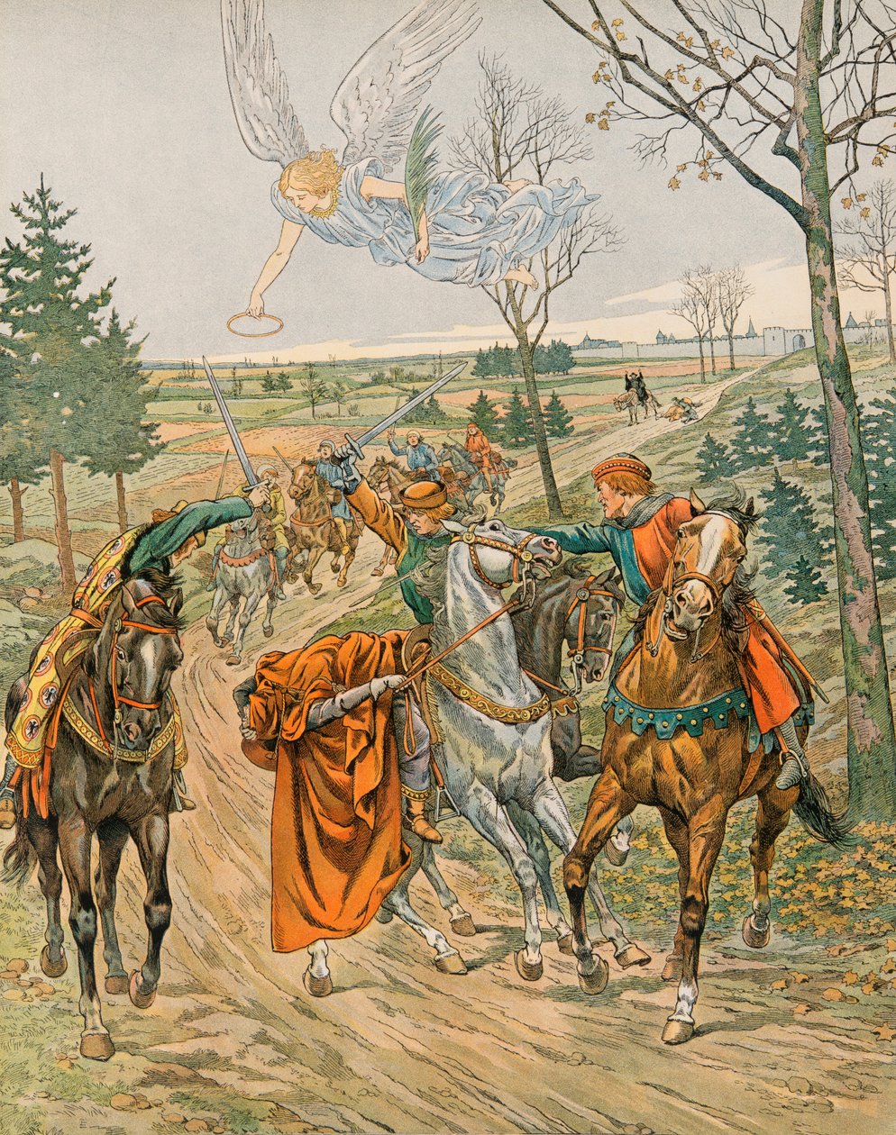 Jacques Marie Gaston Onfroy de Breville dit JOB (1858-1931) - Belgiens historie: Sankt Albert af Leuven (ca. 1166-1192), Prins af Liège myrdes i Reims af shekarerne af kejser Henrik VI i 1192, privat samling af pseudonym for Onfray de Breville Jacques Job
