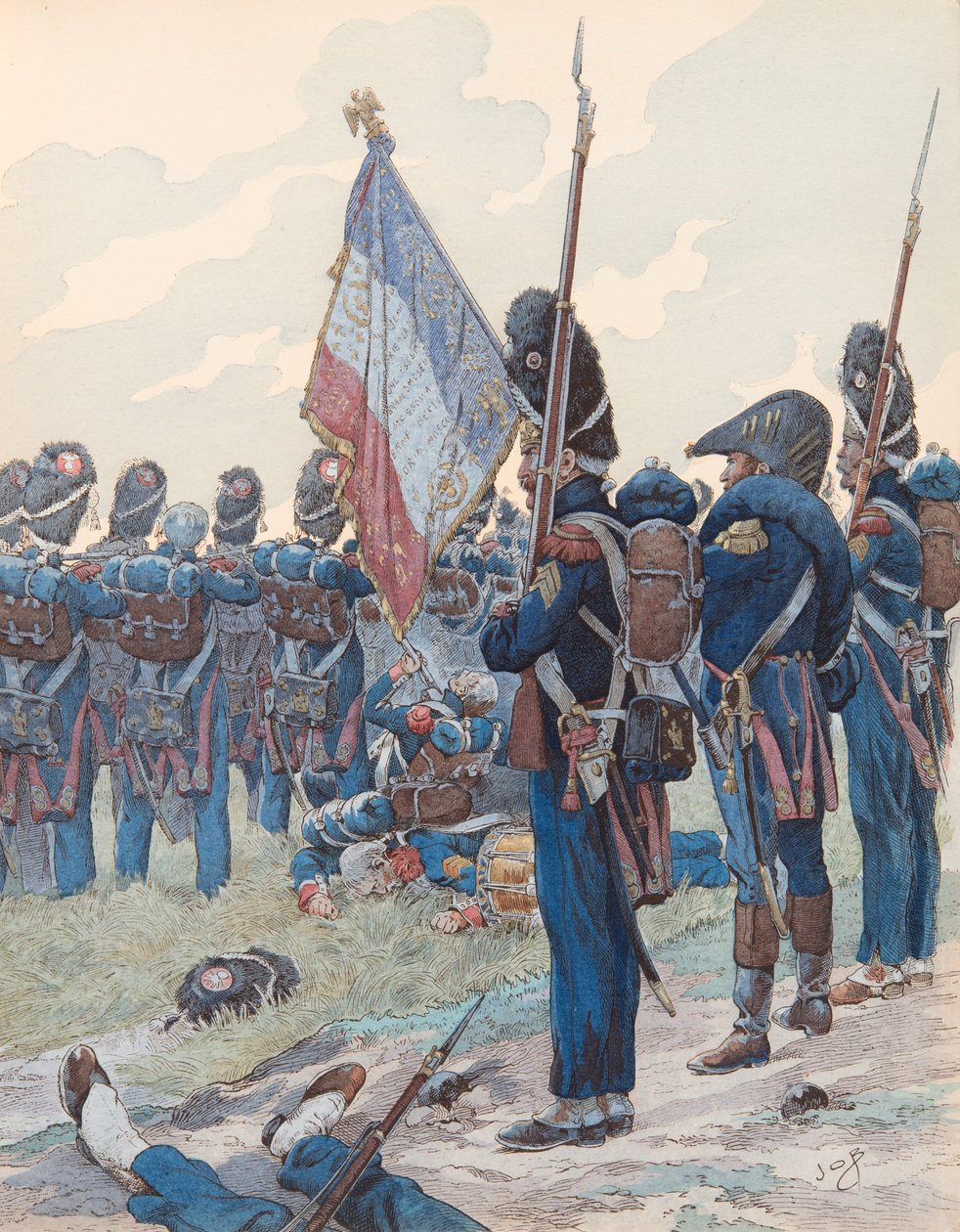 Jacques Marie Gaston Onfroy de Breville dit JOB (1858-1931) - Den sidste kant ved Waterloo (18. juni 1815), privat samling af pseudonym for Onfray de Breville Jacques Job