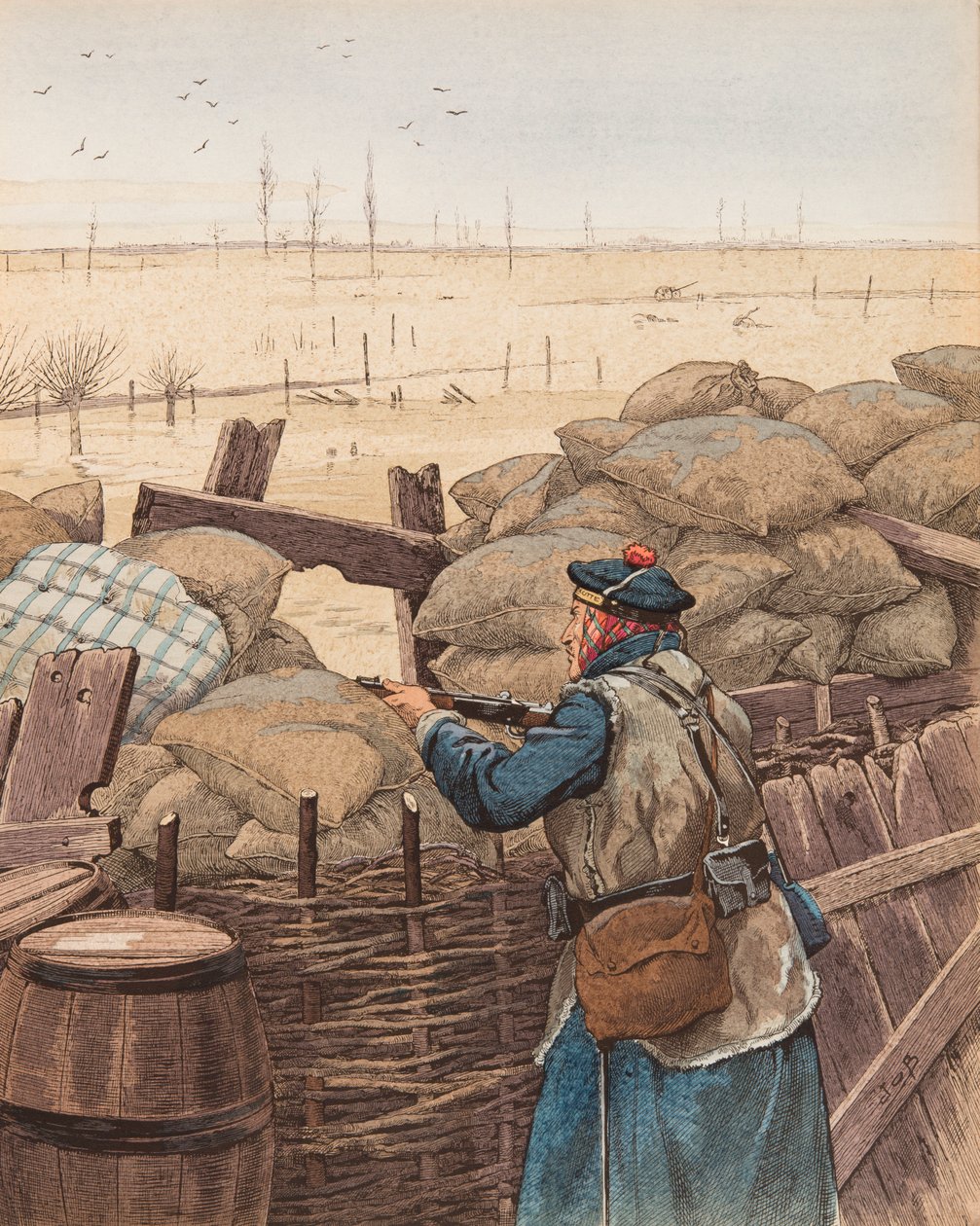 Jacques Marie Gaston Onfroy de Breville dit JOB (1858-1931) - Le fusilier marin (marinriffel i en skyttegrav under Første Verdenskrig), Privat Samling af pseudonym for Onfray de Breville Jacques Job