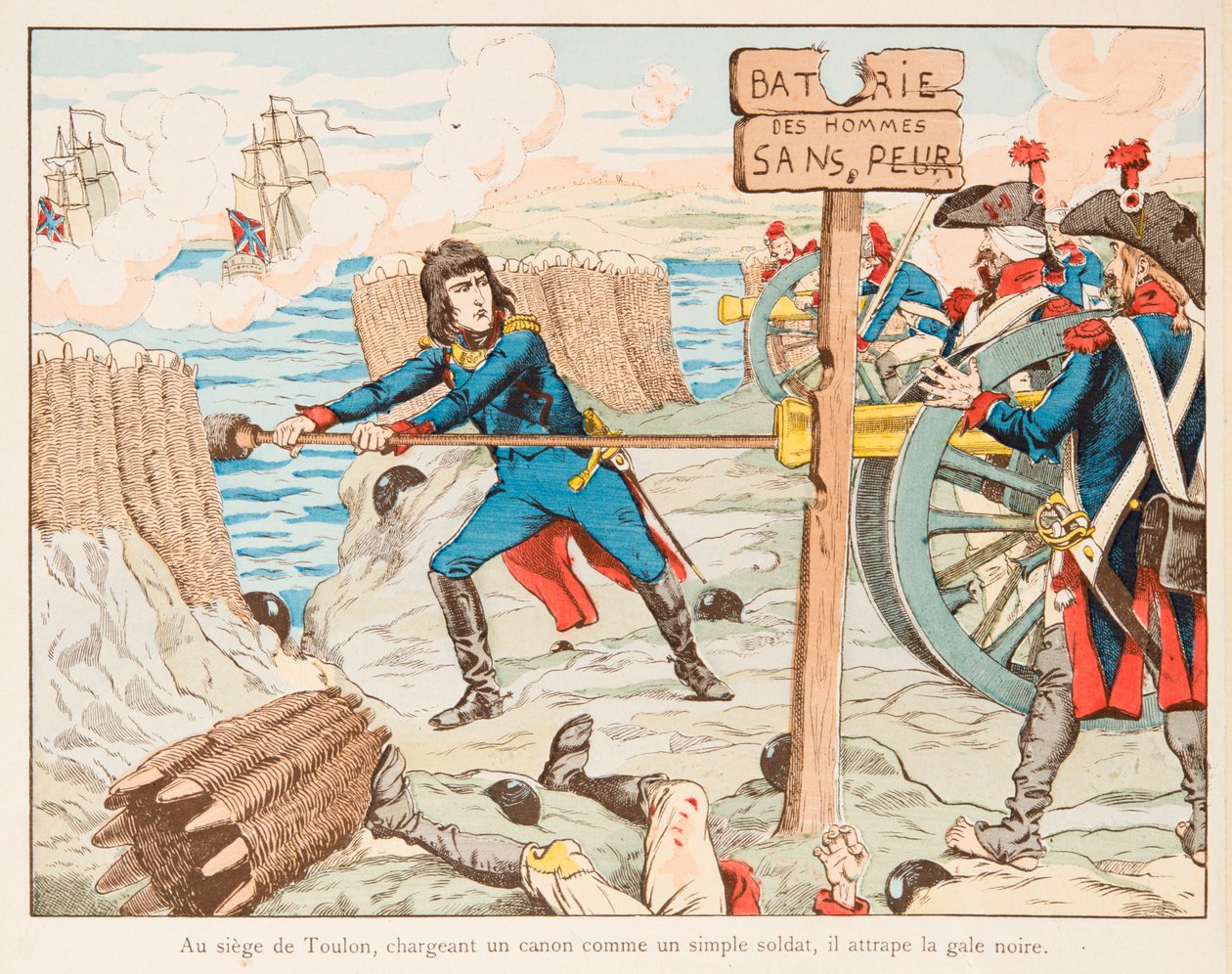 Jacques Marie Gaston Onfroy de Breville dit JOB (1858-1931) - Napoleon Bonaparte selv ladede pistolen til de frygtløse mænds trommer ved sædet i Toulon i 1793, privat samling af pseudonym for Onfray de Breville Jacques Job