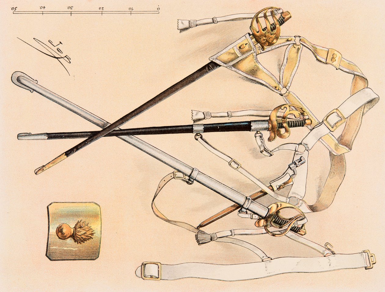 Jacques Marie Gaston Onfroy de Breville dit JOB (1858-1931) - Udklædning af franske tropper til enhver tid: Cavalry Sabre, Privat Samling af pseudonym for Onfray de Breville Jacques Job