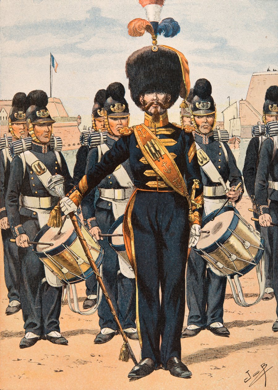 Jacques Marie Gaston Onfroy de Breville dit JOB (1858-1931) - Udrustning af franske tropper til enhver tid: Drum Major of Fleet Crews (1837), Privat Samling af pseudonym for Onfray de Breville Jacques Job