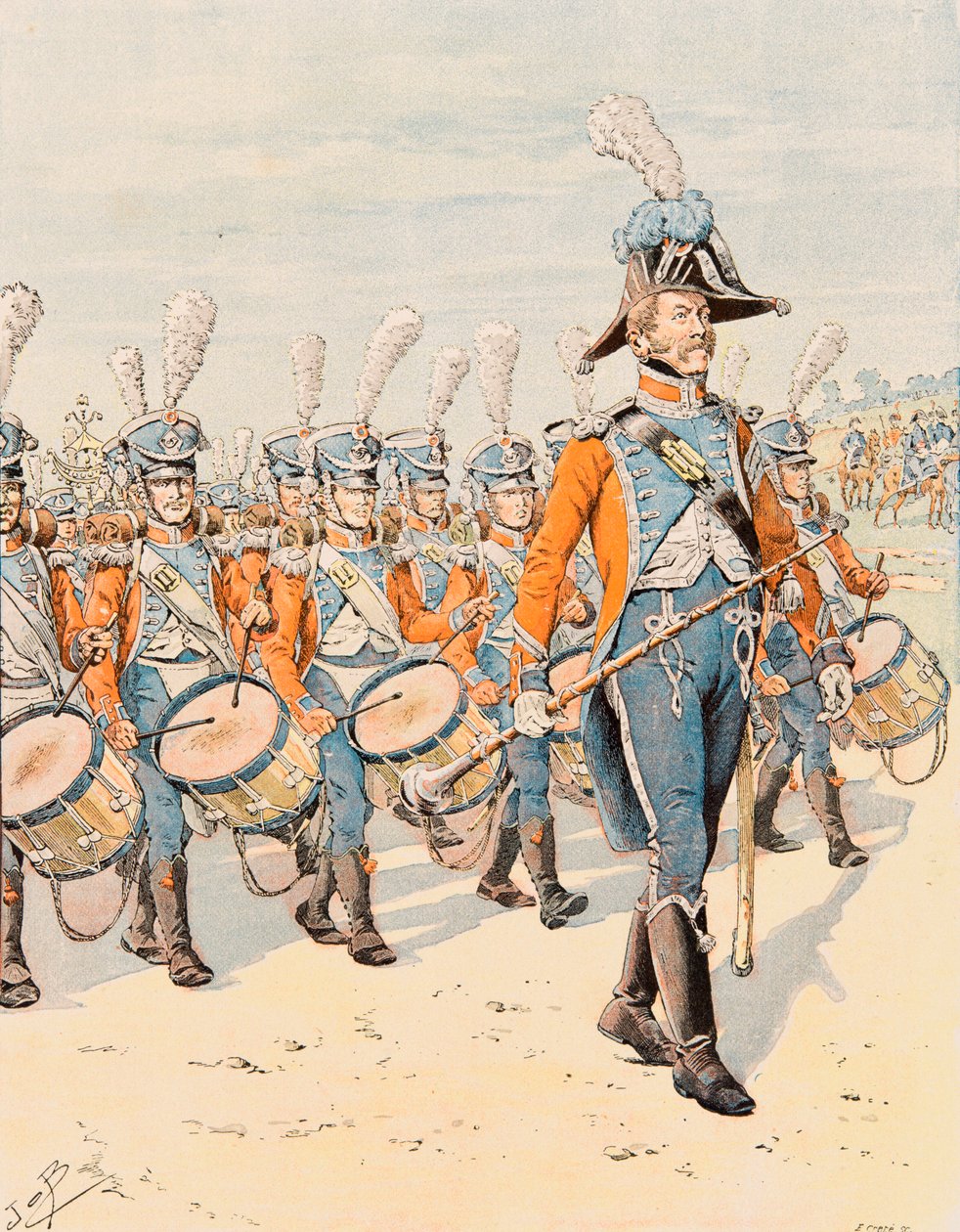 Jacques Marie Gaston Onfroy de Breville dit JOB (1858-1931) - Udrustning af franske tropper til enhver tid: Trommer fra det 15. regiment af let infanteri (1807 til 1812), privat samling af pseudonym for Onfray de Breville Jacques Job