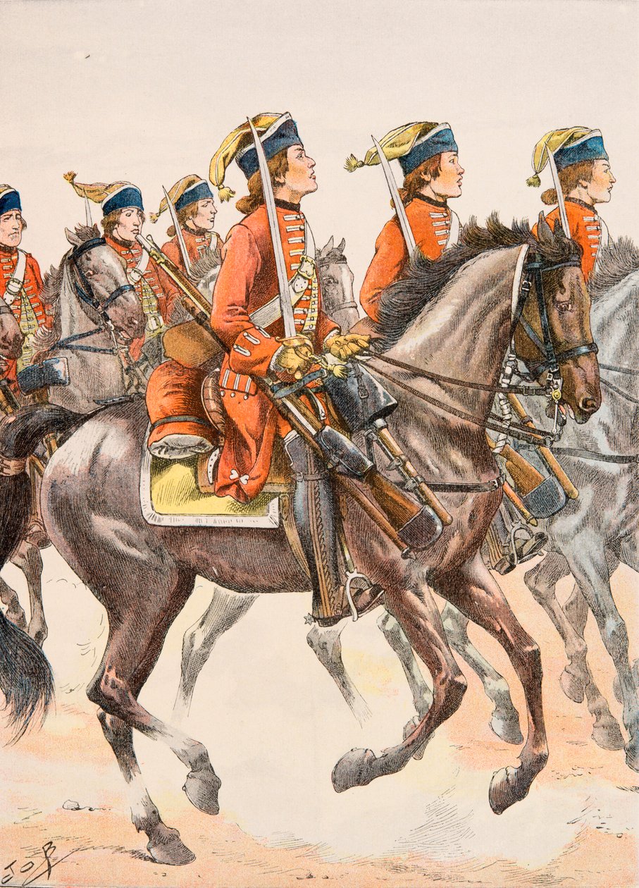 Jacques Marie Gaston Onfroy de Breville dit JOB (1858-1931) - Udklædning af franske tropper til enhver tid: Beauffremont Dragons 1759, privat samling af pseudonym for Onfray de Breville Jacques Job