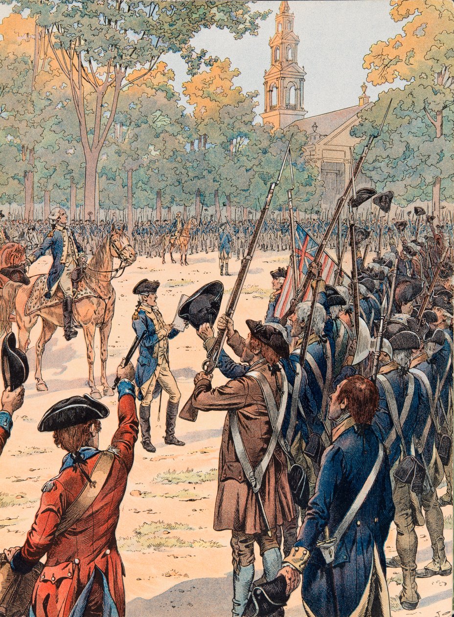 Jacques Marie Gaston Onfroy de Breville dit JOB (1858-1931) - Oplæsning af uafhængighedserklæringen over for hæren i nærværelse af Georges Washington den 9. juli af pseudonym for Onfray de Breville Jacques Job