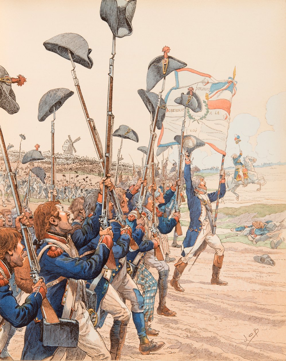 Jacques Marie Gaston Onfroy de Breville dit JOB (1858-1931) - Slaget ved Valmy i 1792 under de franske revolutionskrige, privat samling af pseudonym for Onfray de Breville Jacques Job