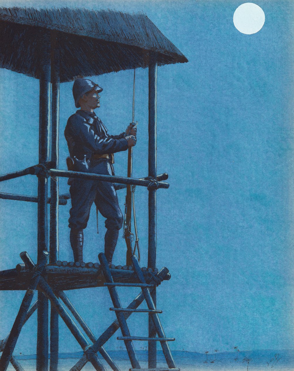 Jacques Marie Gaston Onfroy de Breville dit JOB (1858-1931) - The Porsouin (Flådens infanterisoldat på vagt), privat samling af pseudonym for Onfray de Breville Jacques Job