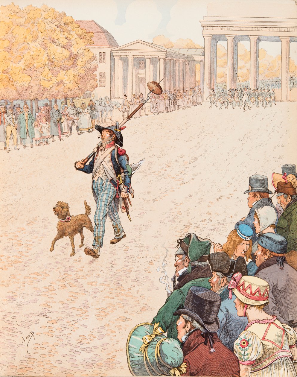Jacques Marie Gaston Onfroy de Breville dit JOB (1858-1931) - Indgangen til Berlin (tropperne fra Napoleon 1. gik sejrrigt ind i Berlin i 1806), privat samling af pseudonym for Onfray de Breville Jacques Job