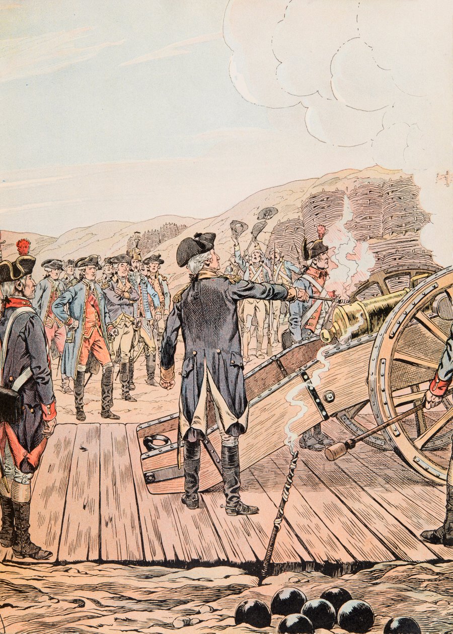 Jacques Marie Gaston Onfroy de Breville dit JOB (1858-1931) - Det første pistolskud ved Yorktown-hovedkvarteret i september 1781, privat samling af pseudonym for Onfray de Breville Jacques Job