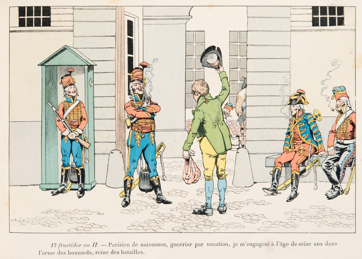 Jacques Marie Gaston Onfroy de Breville dit JOB (1858-1931) - ung mand engageret i Houzards (husarer) under den franske revolution, privat samling af pseudonym for Onfray de Breville Jacques Job