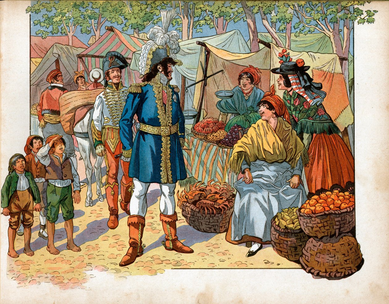 Joachim Murat (1767-1815) på trappen i Spanien. Gravering af Jacques Marie Gaston Onfray de Breville dit Job (1858-1931) af pseudonym for Onfray de Breville Jacques Job