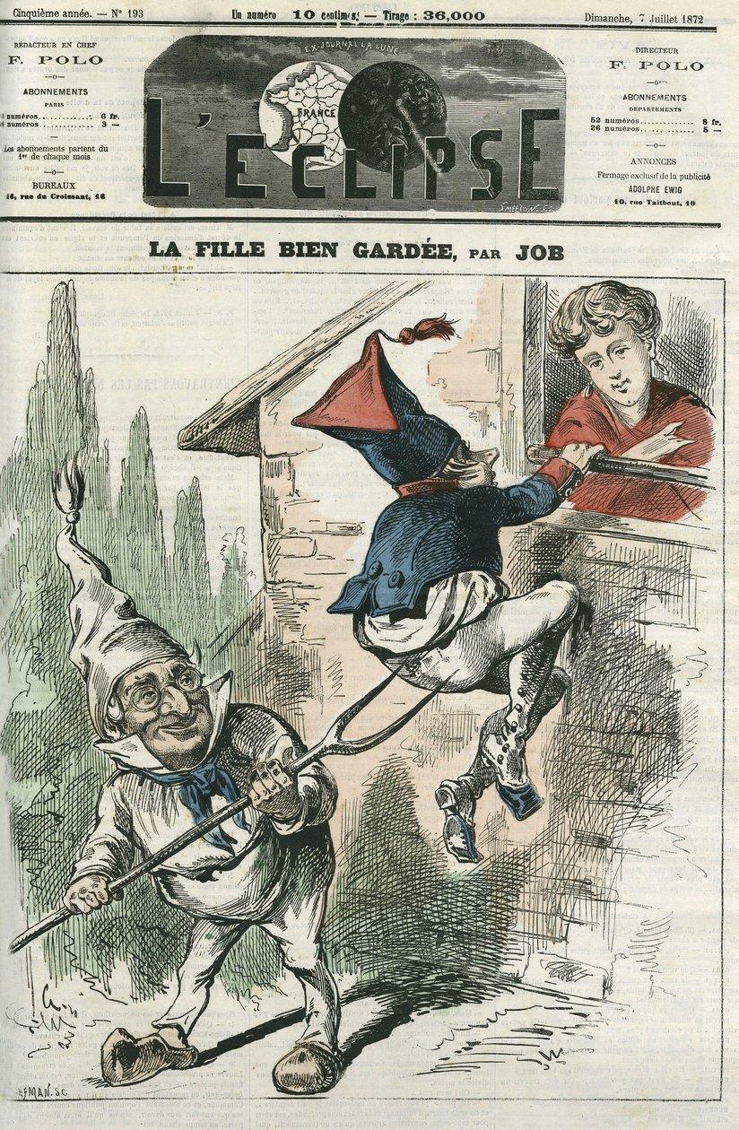Den velholdte pige. Cover i "" The Eclipse"" af Job, 7. juli af pseudonym for Onfray de Breville Jacques Job