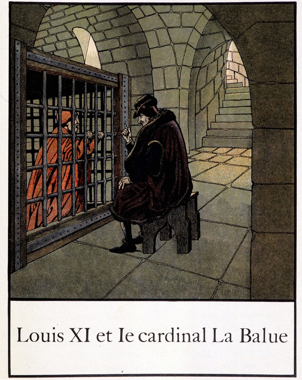Louis XI og kardinal La Balue - i "" A little history of France"" af Jacques Bainville, red. Manke af pseudonym for Onfray de Breville Jacques Job