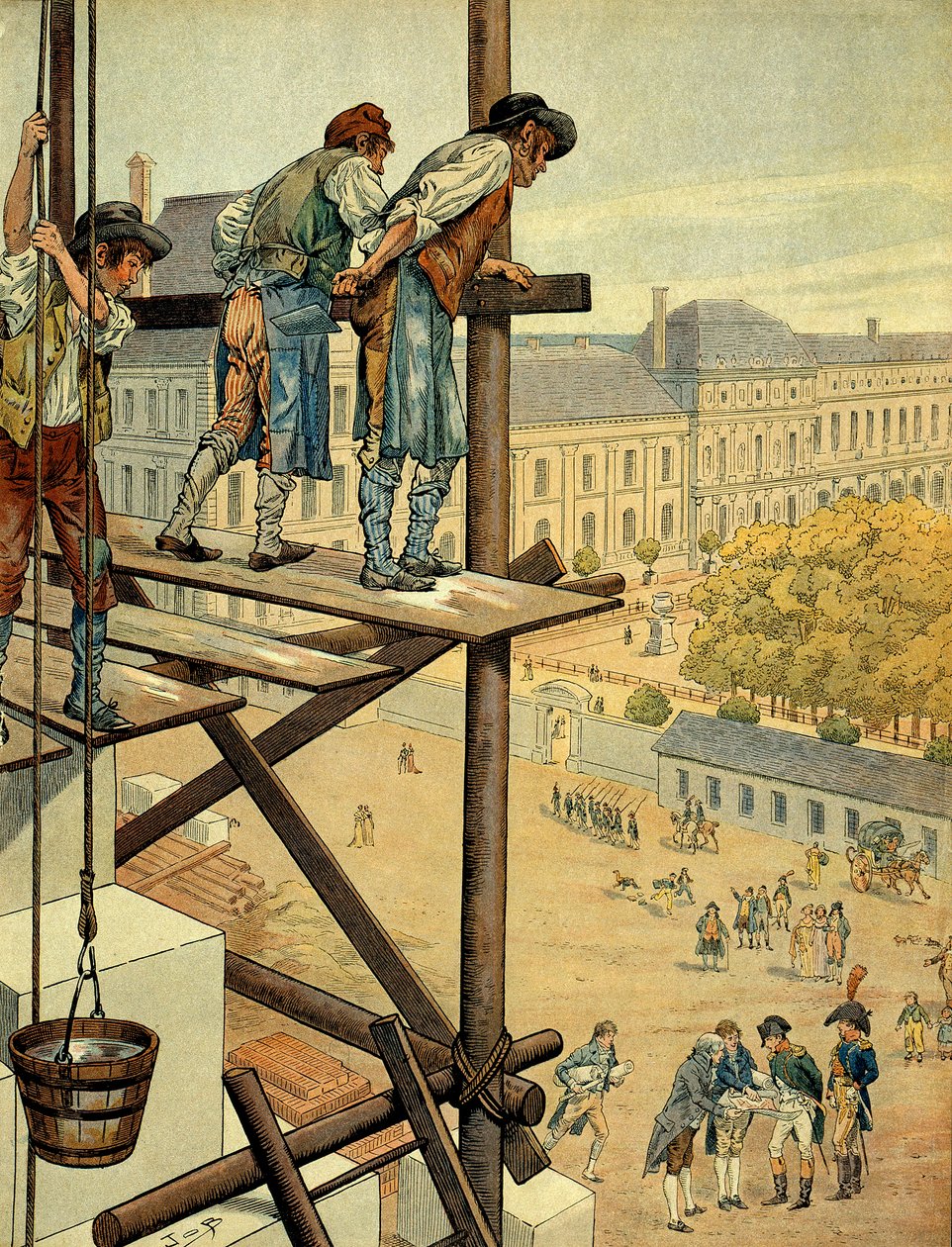 Napoleon I Bonaparte (1769-1821) opmærksom på de arkitektoniske og urbane værker af forbindelsen mellem Louvre og Palais des Tuileries i Paris med Place og Rue de Rivoli, som begyndte i 1802 og gentog navnet på slaget, der fandt sted af pseudonym for Onfray de Breville Jacques Job