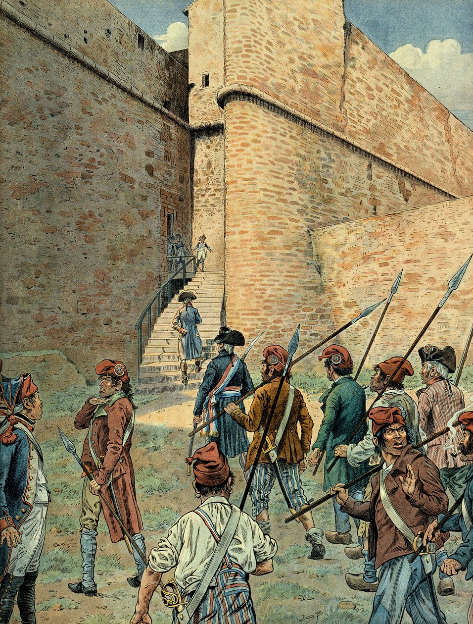 Napoleon I Bonaparte (1769-1821) spejdede på fortpladsen i Antibes den 10. august af pseudonym for Onfray de Breville Jacques Job
