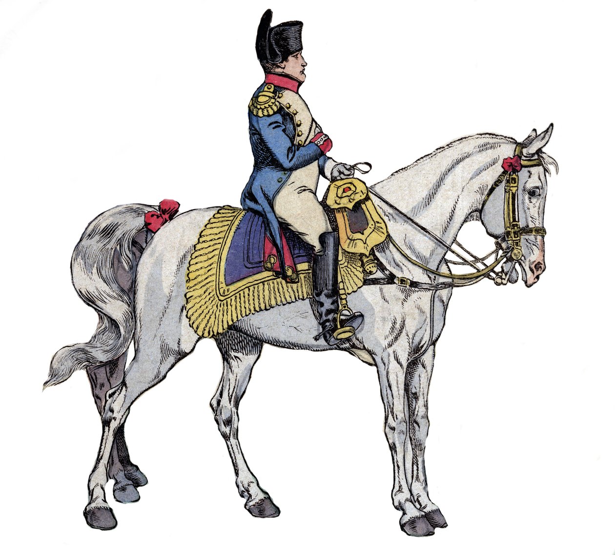 Napoleon til hest - litografi af Job (Jacques Onfroy de Breville) fra "" Le Grand Napoleon des Petites Enfants""" 1893 af pseudonym for Onfray de Breville Jacques Job