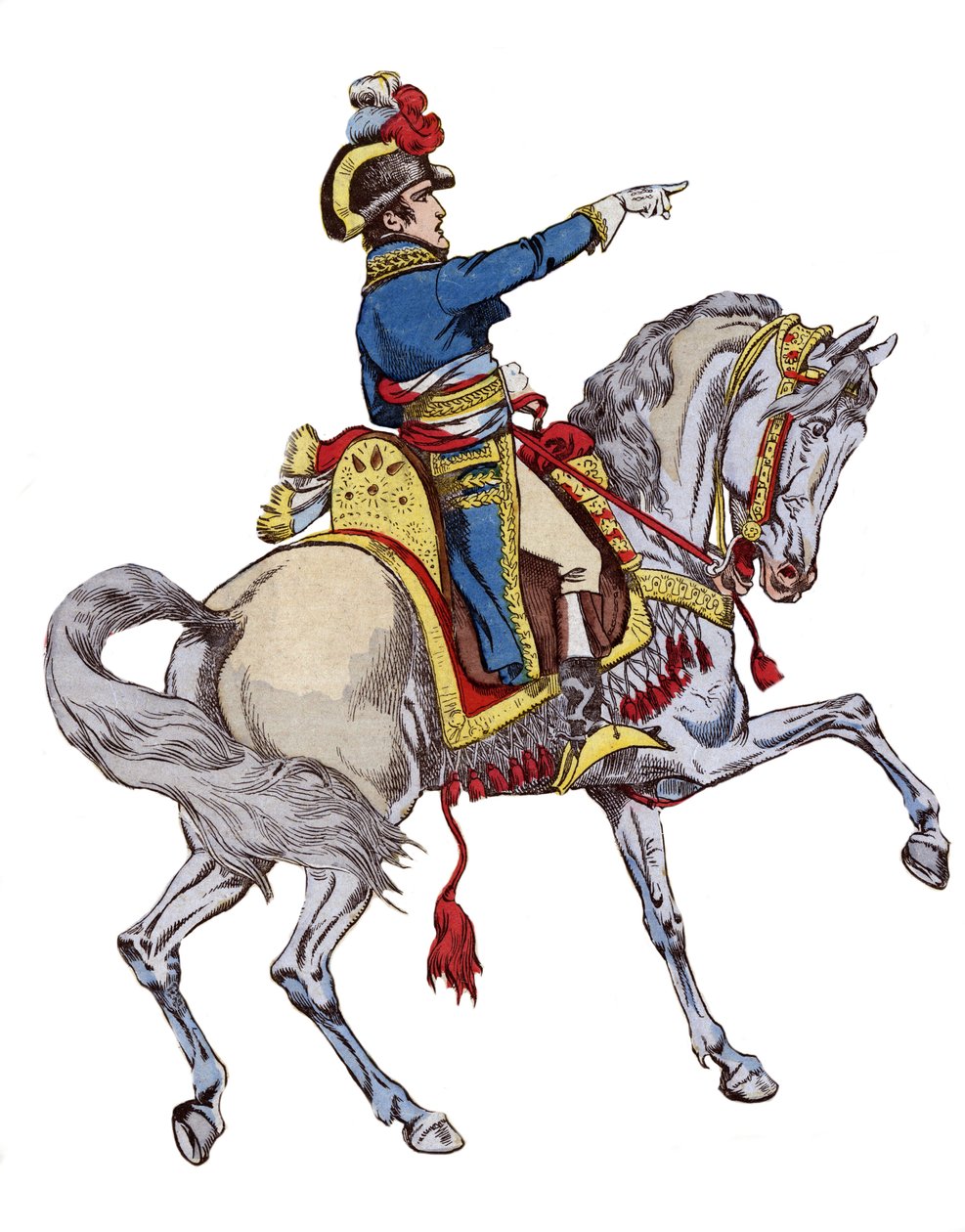 Napoleon til hest - litografi af Job (Jacques Onfroy de Breville) fra "" Le Grand Napoleon des Petites Enfants""" 1893 af pseudonym for Onfray de Breville Jacques Job
