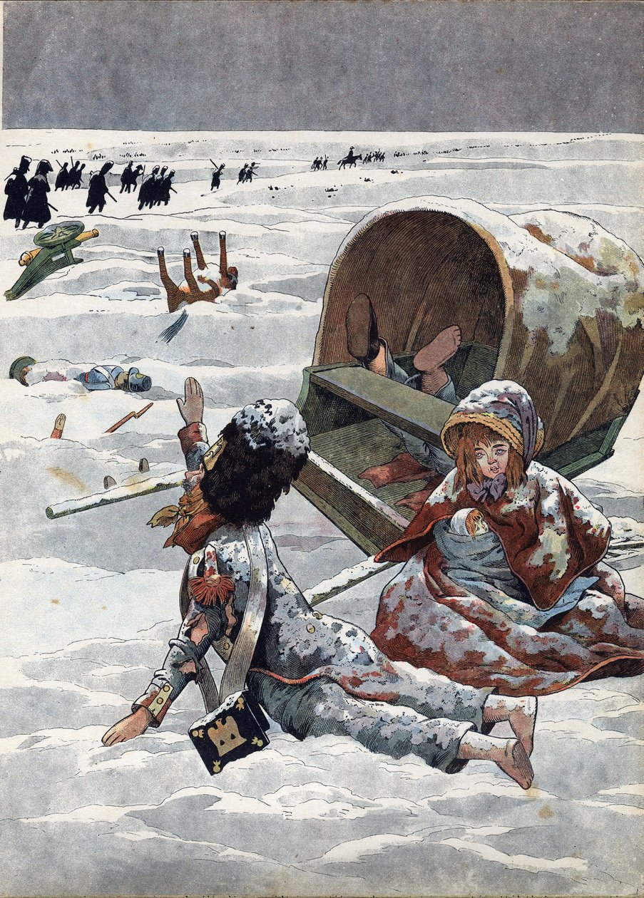 Scene fra Frankrigs historie i legetøj: Episode af Ruslands tilbagetog under Napoleonskrigen (1812). I “” Joujoux a l
