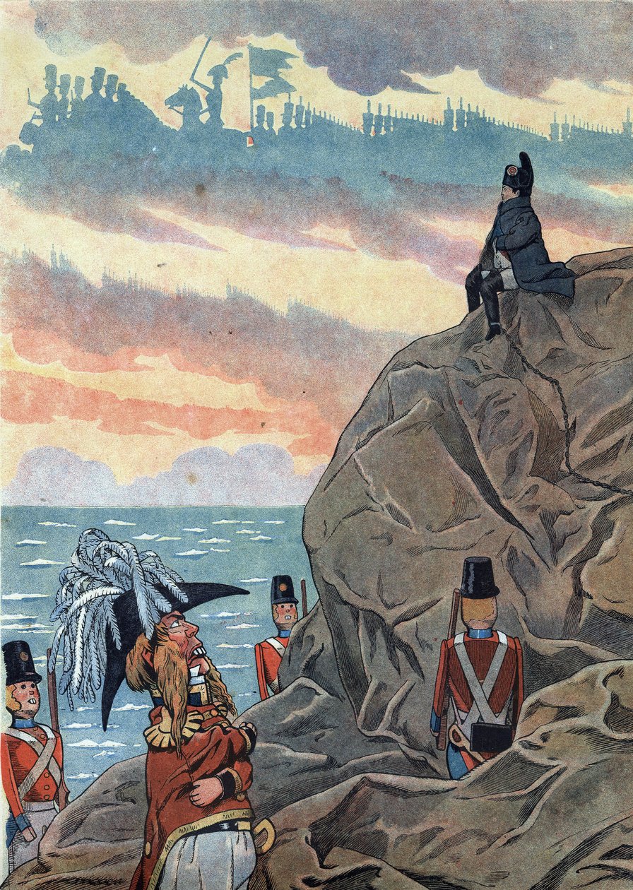 Scene fra Frankrigs historie i legetøj: Napoleon I Bonaparte (1769-1821) i eksil på øen Sainte Helene (Sainte-Helene) præsenteret i en holdning af melankoli og ensomhed. I "" Joujoux a l
