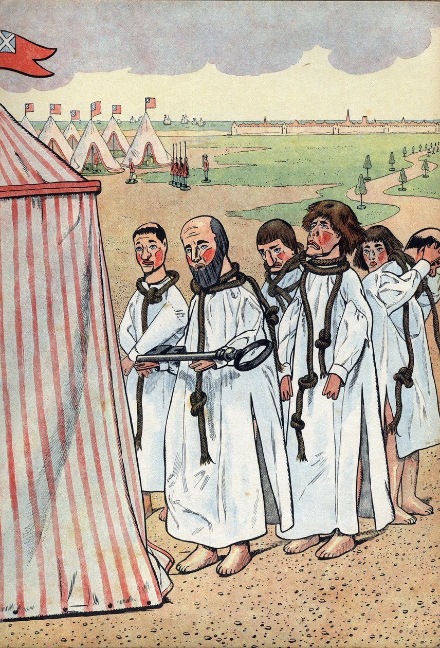 Scene fra Frankrigs historie i legetøj: Borgerskabet i Calais. Belejringen af Calais i 1347 og fortæringen af Eustache af Sankt Peter, den bedst kendte af de seks borgerlige i Calais, som gik til kongen af England Edward III for at bede om nåden af af pseudonym for Onfray de Breville Jacques Job