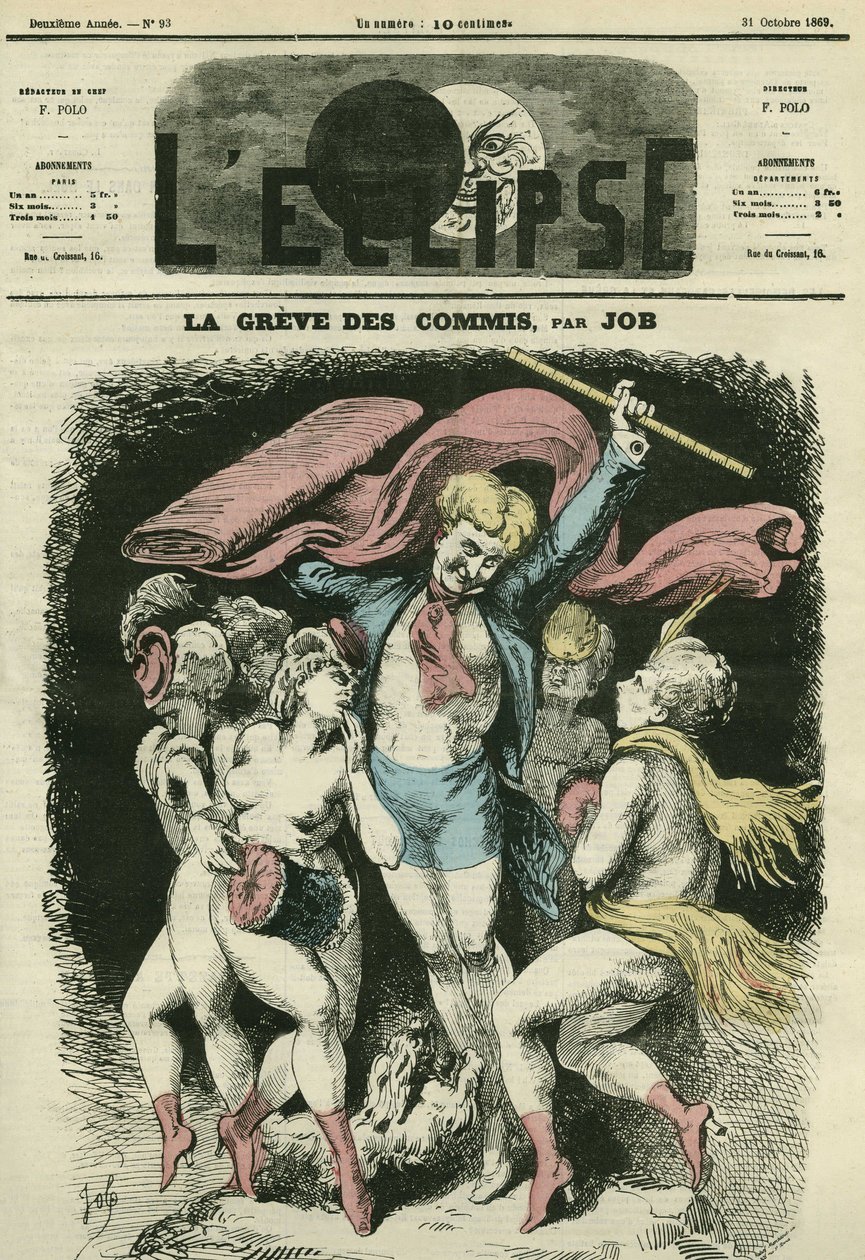 Ekspedienterne strejker, illustrationen foreslår at klæde danserne af Jean-Baptiste (Jean Baptiste) Carpeauxs "" La Danse" på inden vinteren. Cover i "" L