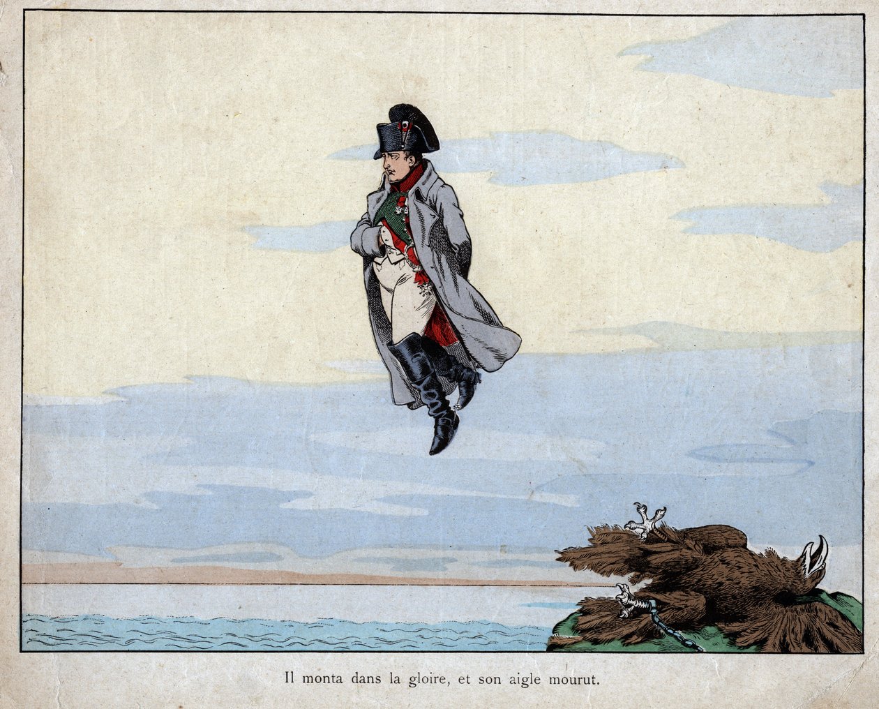 Napoleons død, 5. maj 1821 - litografi af Job (Jacques Onfroy de Breville) fra "Le Grand Napoleon des Petites Enfants""" 1893 af pseudonym for Onfray de Breville Jacques Job