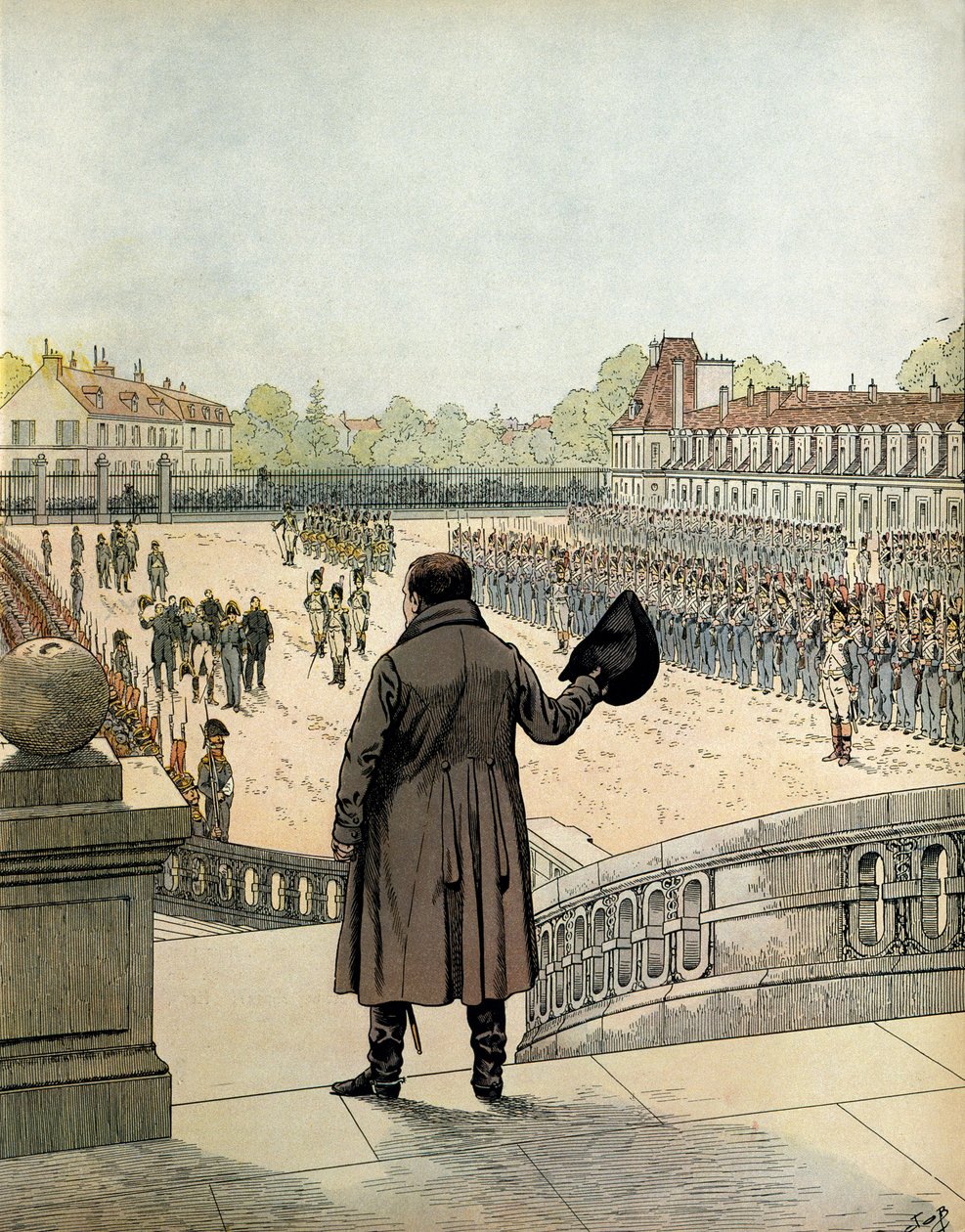 Napoleon I Bonapartes (1769-1821) farvel i gården til Cheval Blanc i Fontainebleau den 20. april af pseudonym for Onfray de Breville Jacques Job