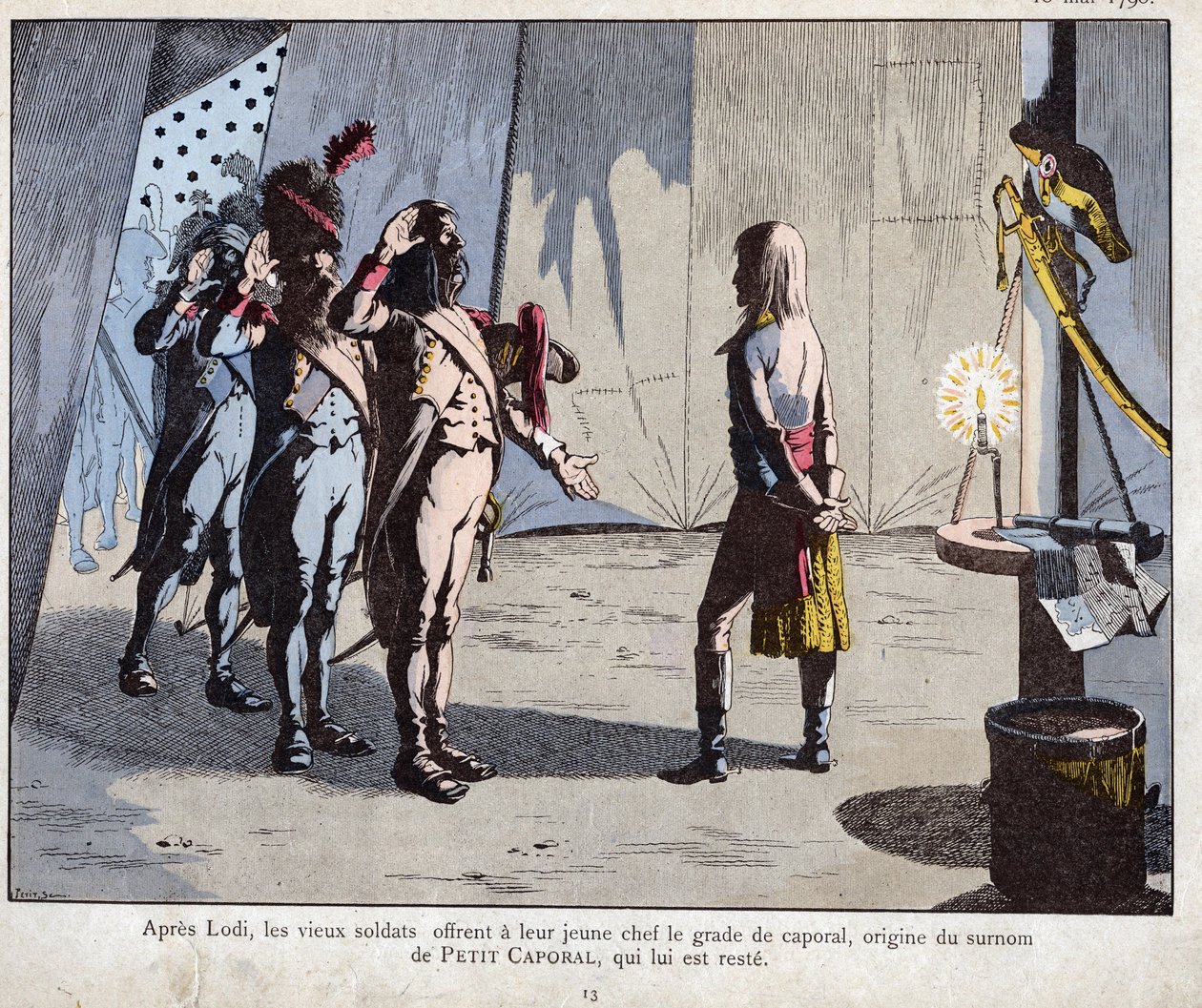 De gamle soldater fra den italienske hær udnævnte Bonaparte til korporal efter slaget ved Lodi af pseudonym for Onfray de Breville Jacques Job