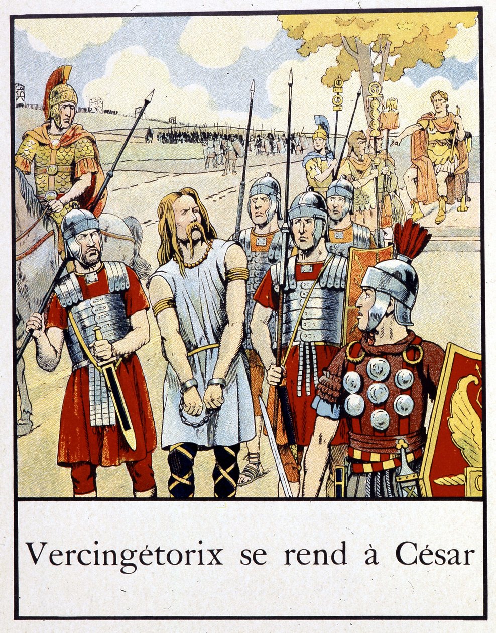 Vercingetorix overgiver sig til Cæsar - i "A little history of France"" af Jacques Bainville, red. Manke af pseudonym for Onfray de Breville Jacques Job