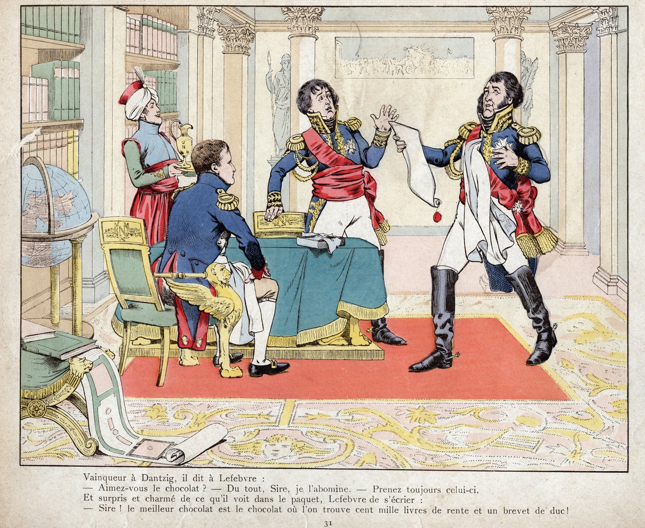 Vainqueur a Dantzig, il dit a Lefebvre: "Napoleon og Lefebvre ved belejringen af Danzig, 24. maj 1807" litografi af Job af pseudonym for Onfray de Breville Job