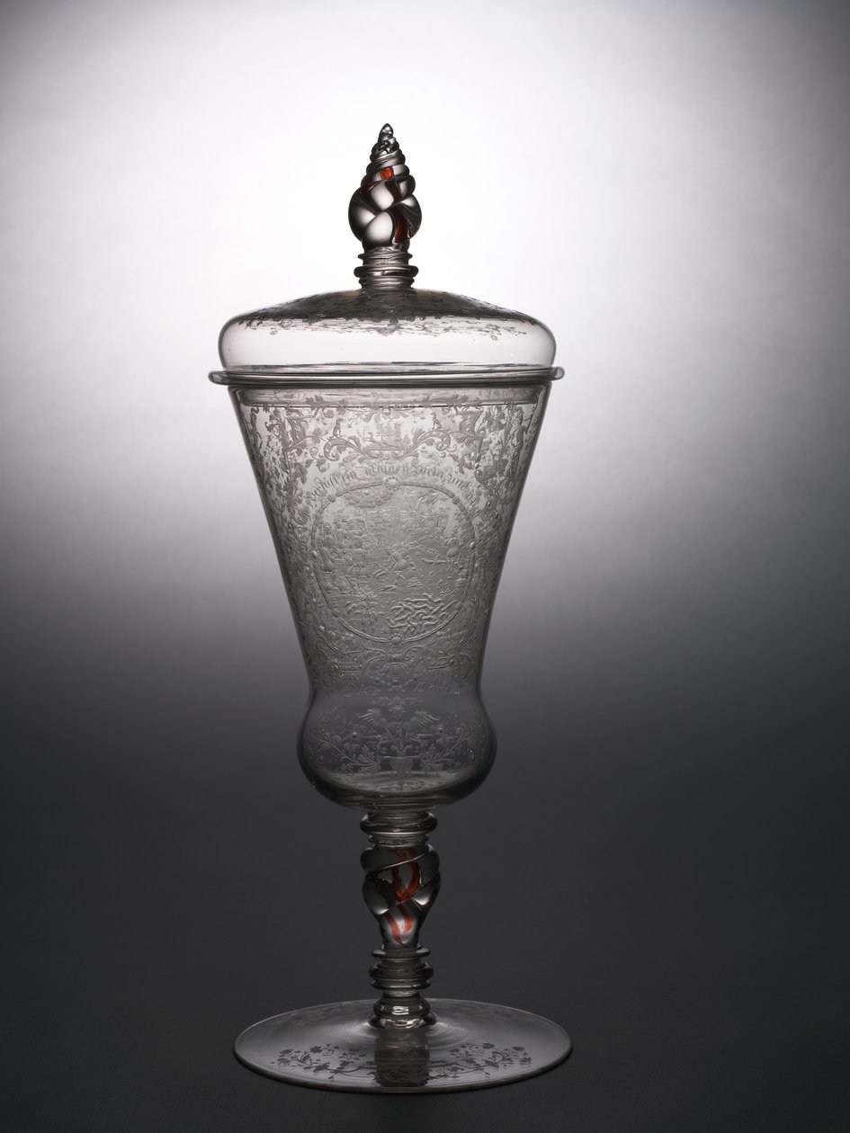 Dækket bæger, ca. 1715 (glas) af school Bohemian
