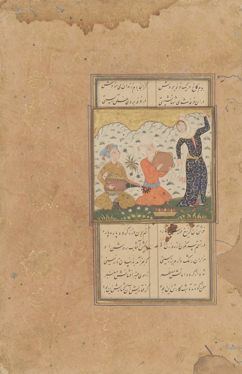 En dame og musikere af School Iranian