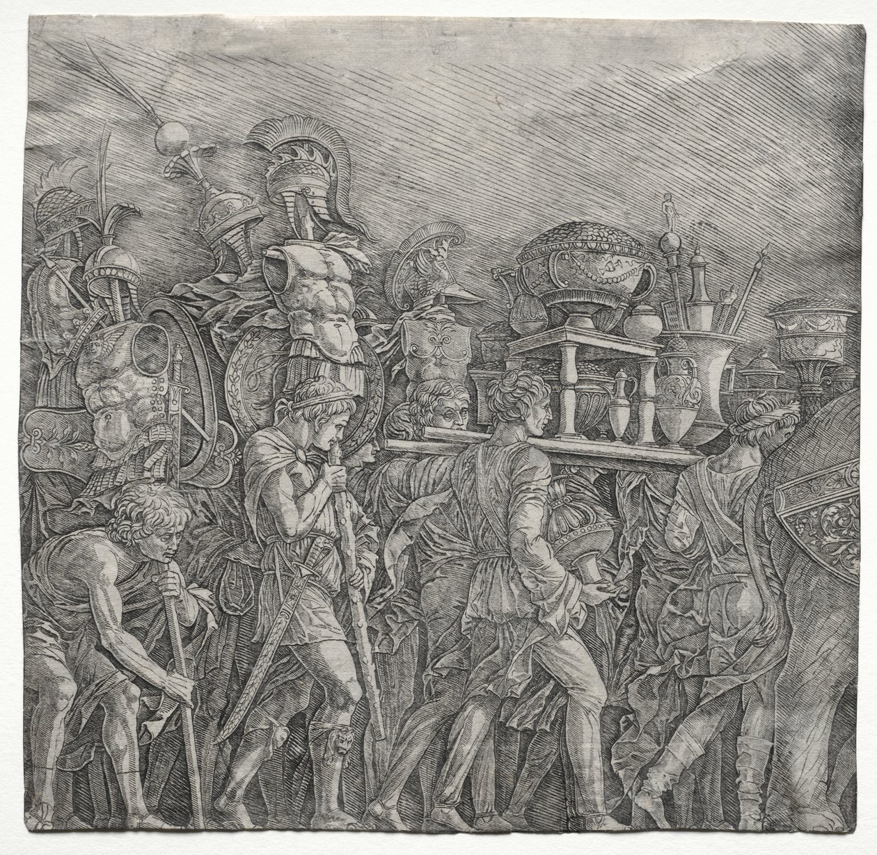 Cæsars triumfer: Korseletbærerne af school of Andrea Mantegna