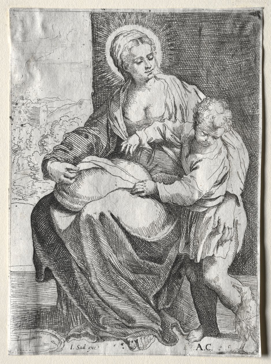 Madonna med den hvide ravn af school of Annibale Carracci