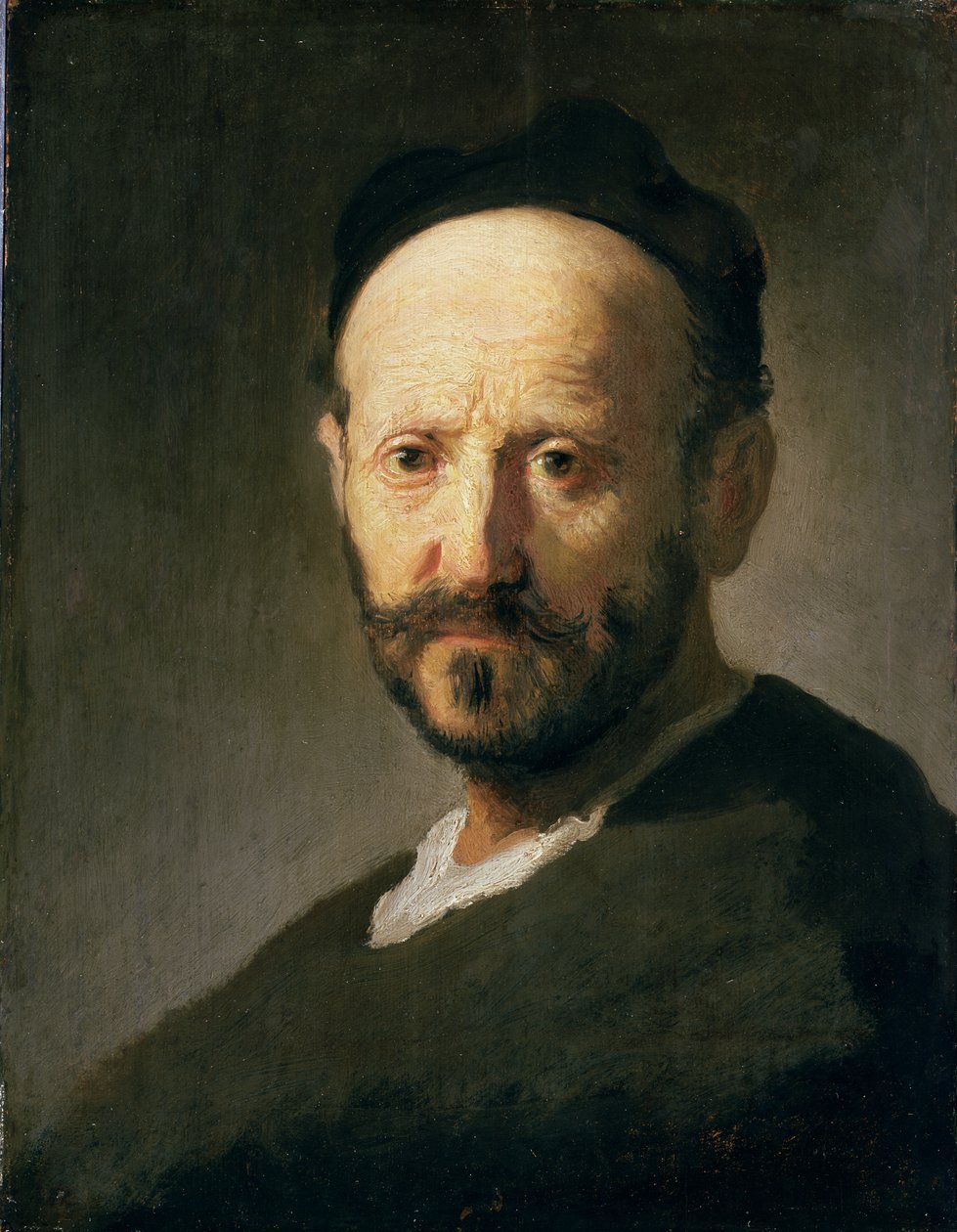 Hovedet af en mand iført kasket af studio of Rembrandt Harmensz. van Rijn