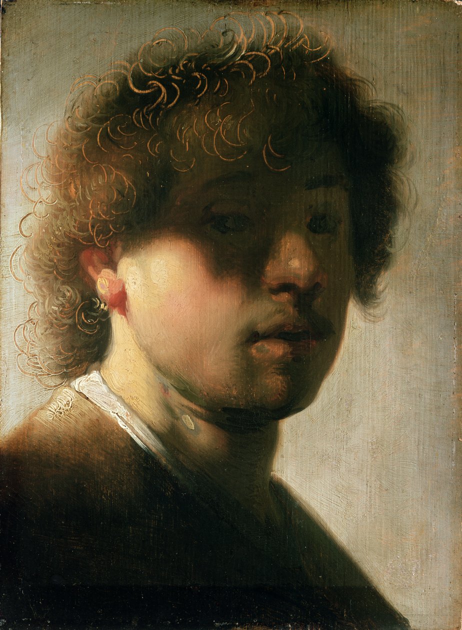 Portræt af Rembrandt med overskyggede øjne af studio of Rembrandt Harmensz. van Rijn