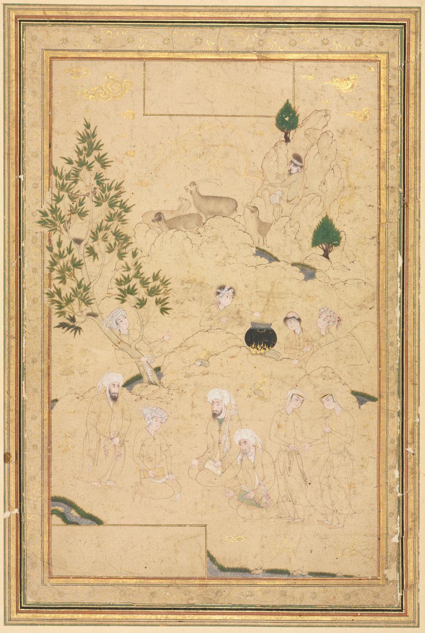 Picnic i bjergene; Enkeltsideillustration af style of Muhammadi
